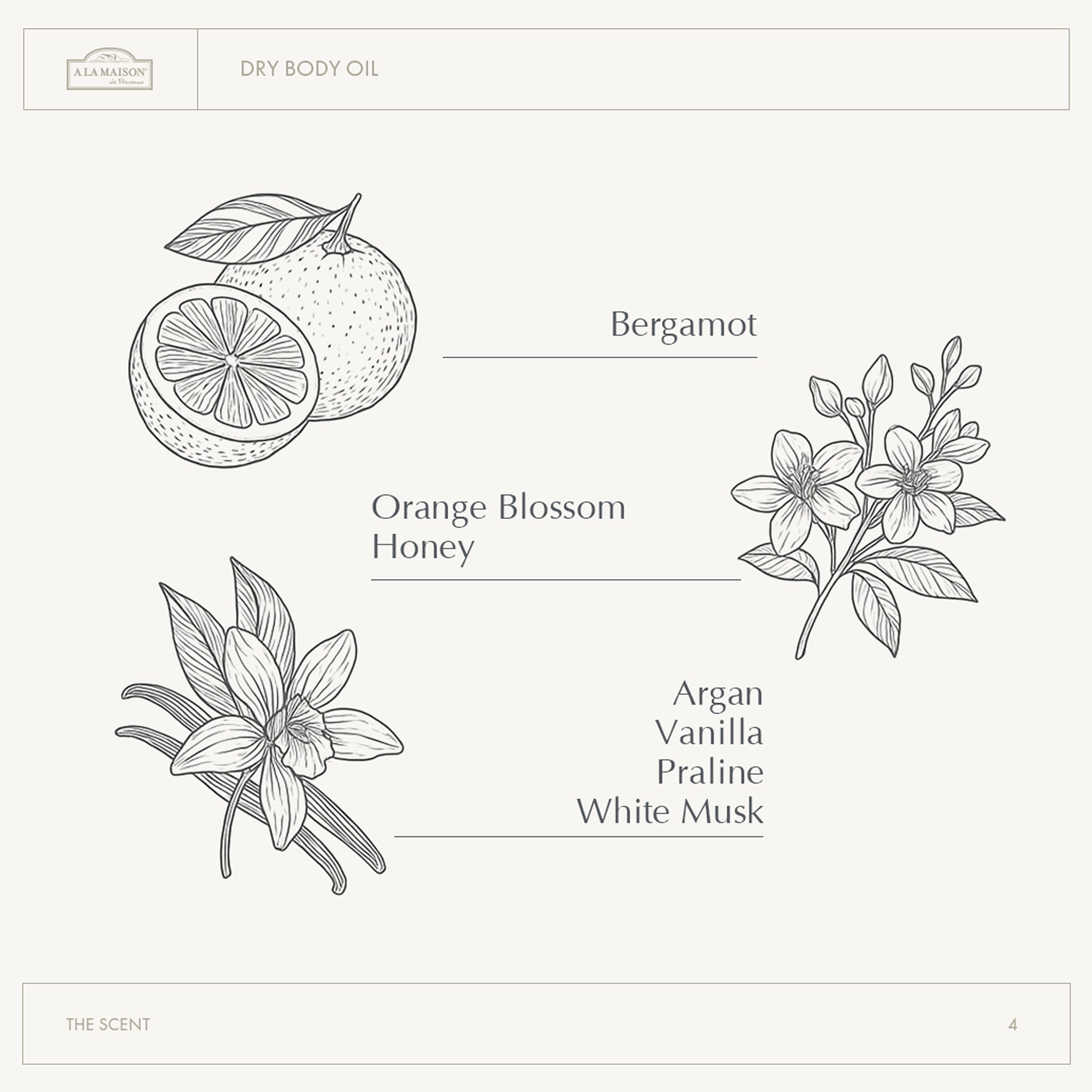 A LA MAISON Dry Body Oil Spray – Lightweight Argan, Sweet Almond & Buriti Oils | Made in France | Amber Collection