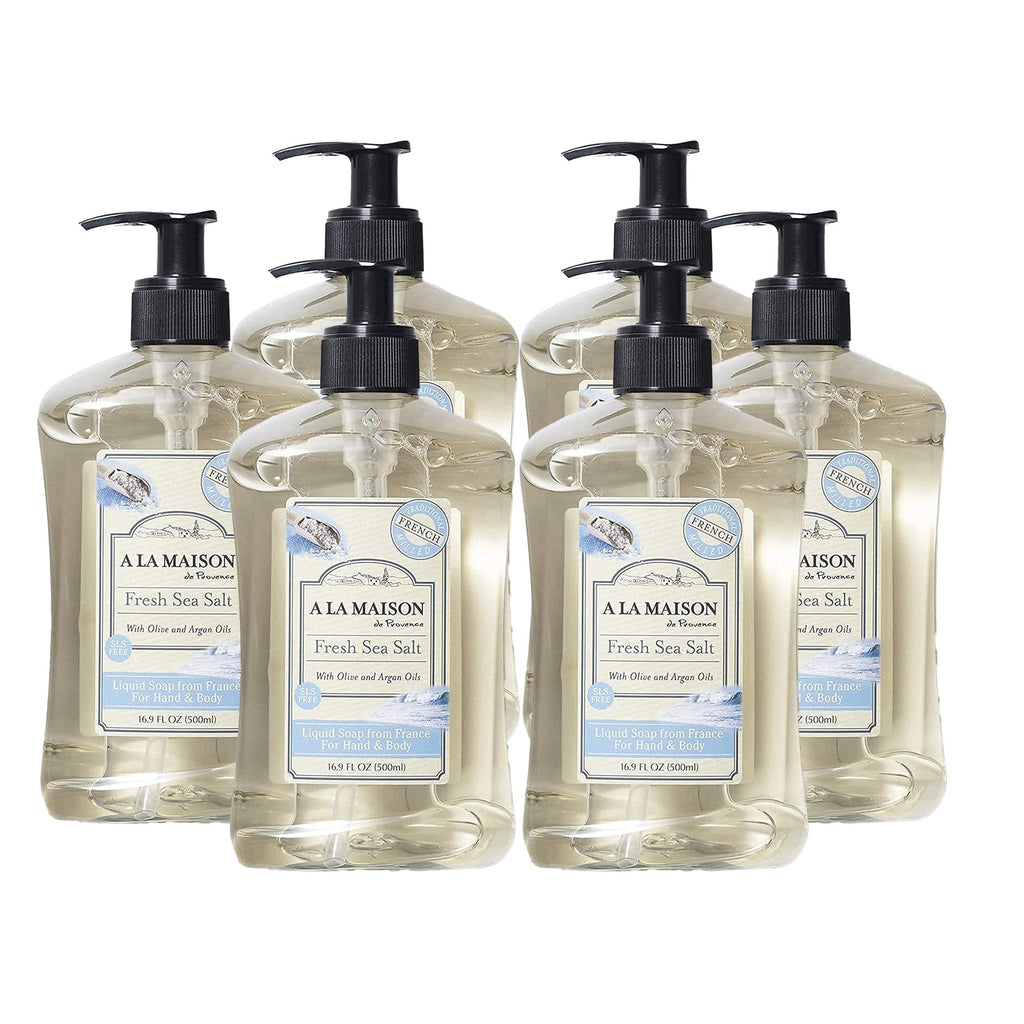 A LA MAISON French Liquid Hand Soap – Fresh Sea Salt (6-Pack, 16.9 oz) | Plant-Based, Vegan, Cruelty-Free