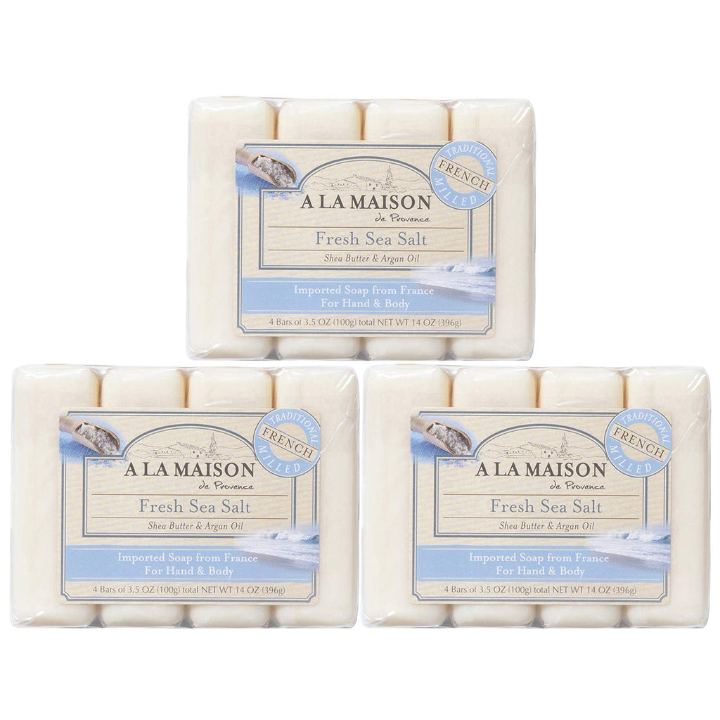 A LA MAISON Fresh Sea Salt Bar Soap – Triple Milled, Vegan & Biodegradable | 12 Bars x 3.5 oz