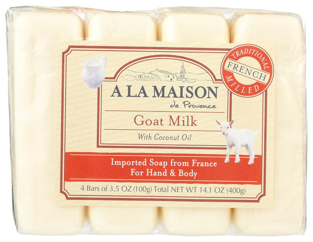 A LA MAISON Goat Milk Bar Soap | Unscented, Triple French Milled Hand & Body Bar (4 x 3.5 oz)