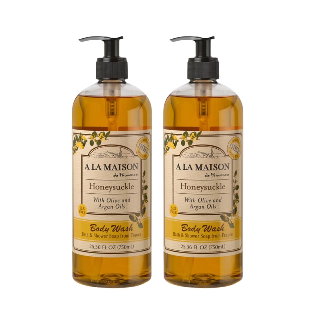 A LA MAISON Hydrating Body Wash Honeysuckle – Plant-Based, Vegan, Cruelty-Free (25.36 oz, 2 Pack)
