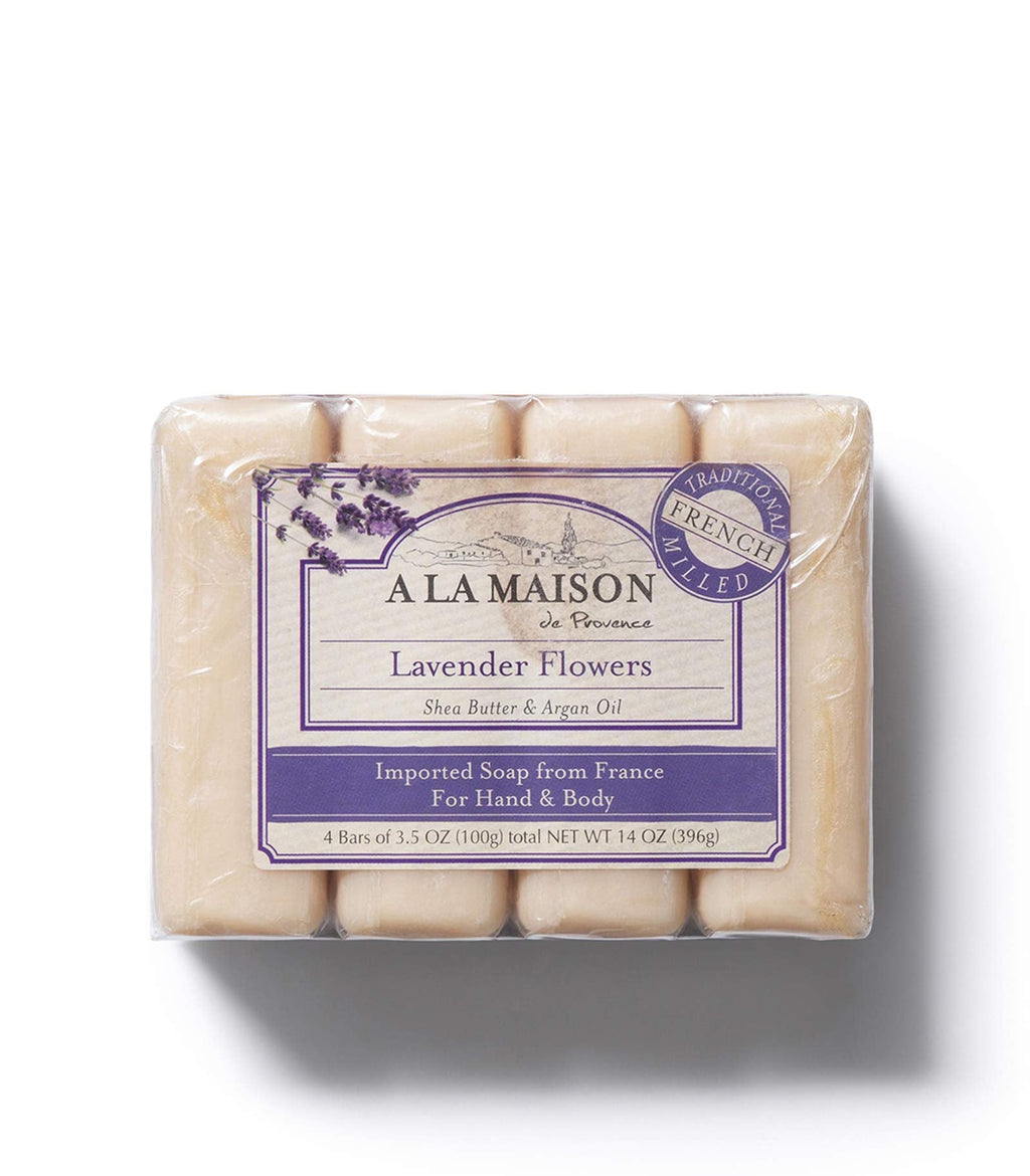A LA MAISON Lavender Aloe Bar Soap – Triple French Milled Moisturizing Bar (4 x 3.5 oz)