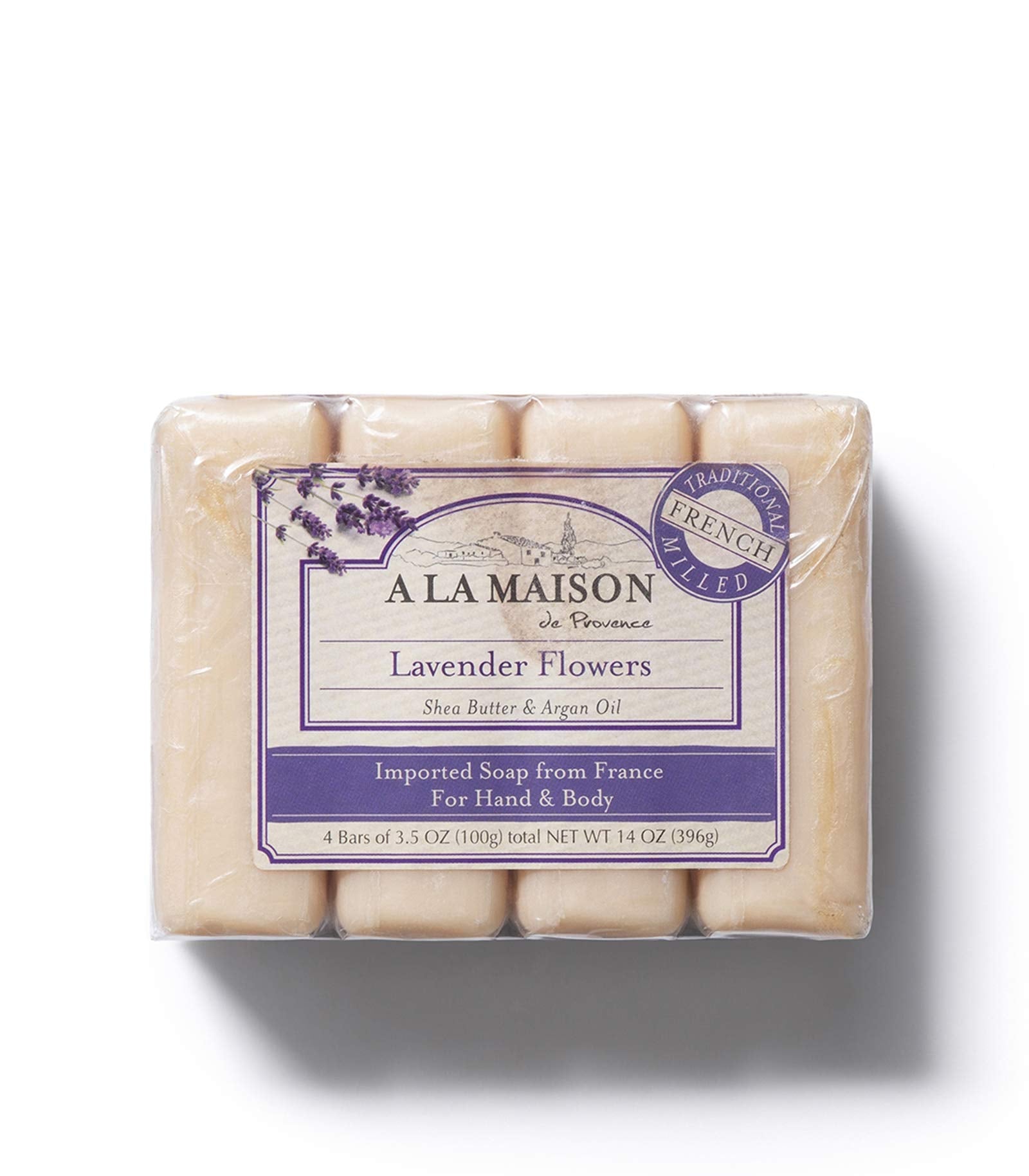 A LA MAISON Lavender Aloe Bar Soap – Triple French Milled Moisturizing Bar (4 x 3.5 oz)
