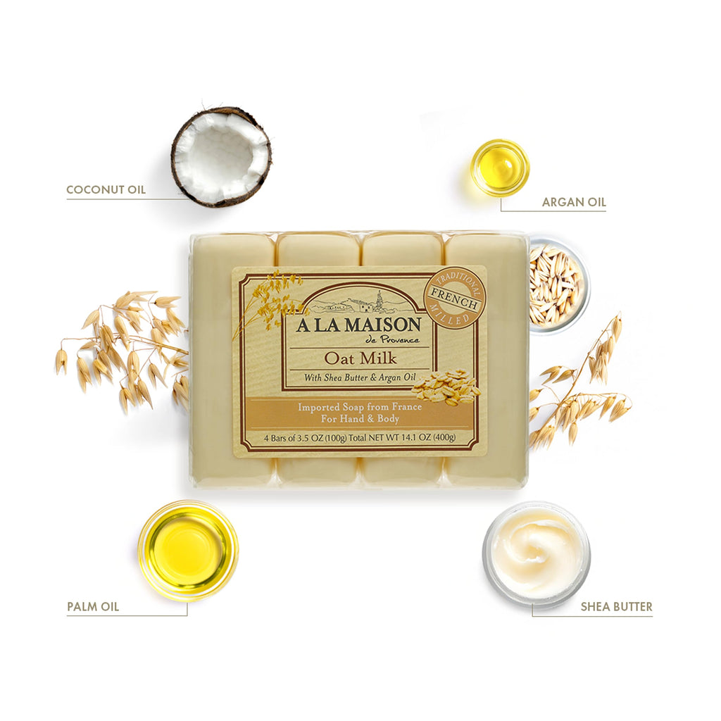 A LA MAISON Oat Milk Bar Soap – Triple Milled Natural Hand Soap, 12 Bars (3.5 oz each)
