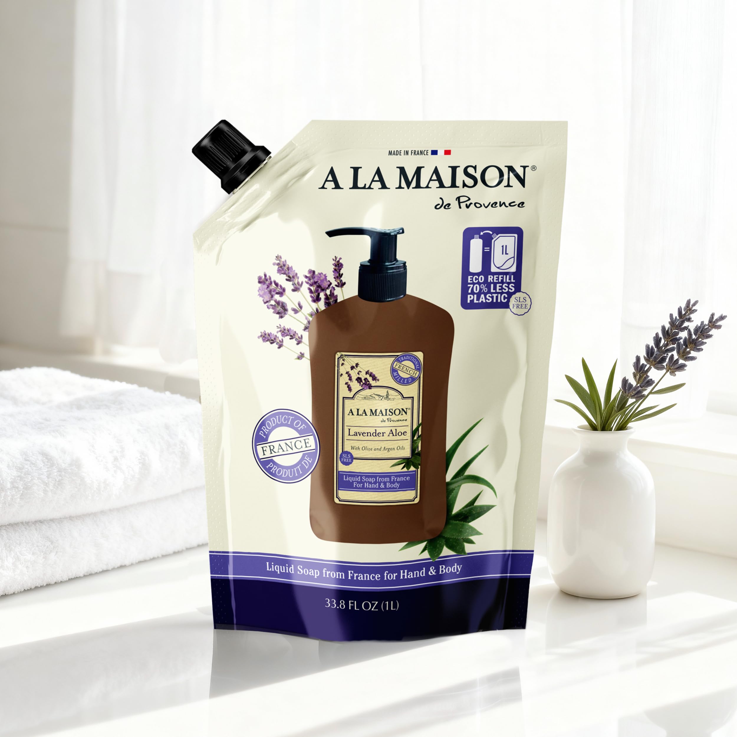 A LA MAISON Lavender Aloe Refill – French Liquid Hand Soap (Vegan, Cruelty-Free)