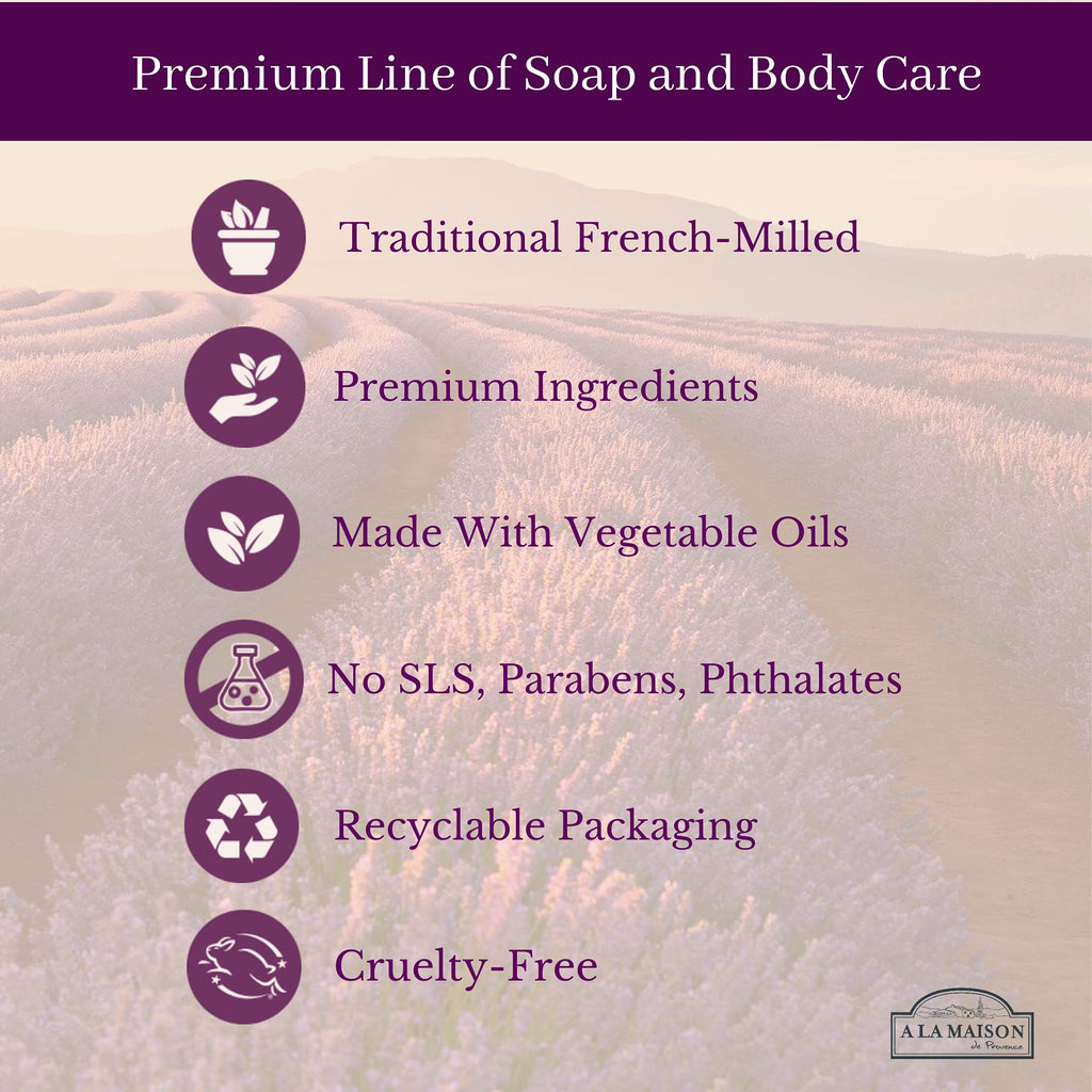 A LA MAISON Provence Lemon Hand Soap – Triple French Milled, 16.9 oz Bottle (2 Pack)