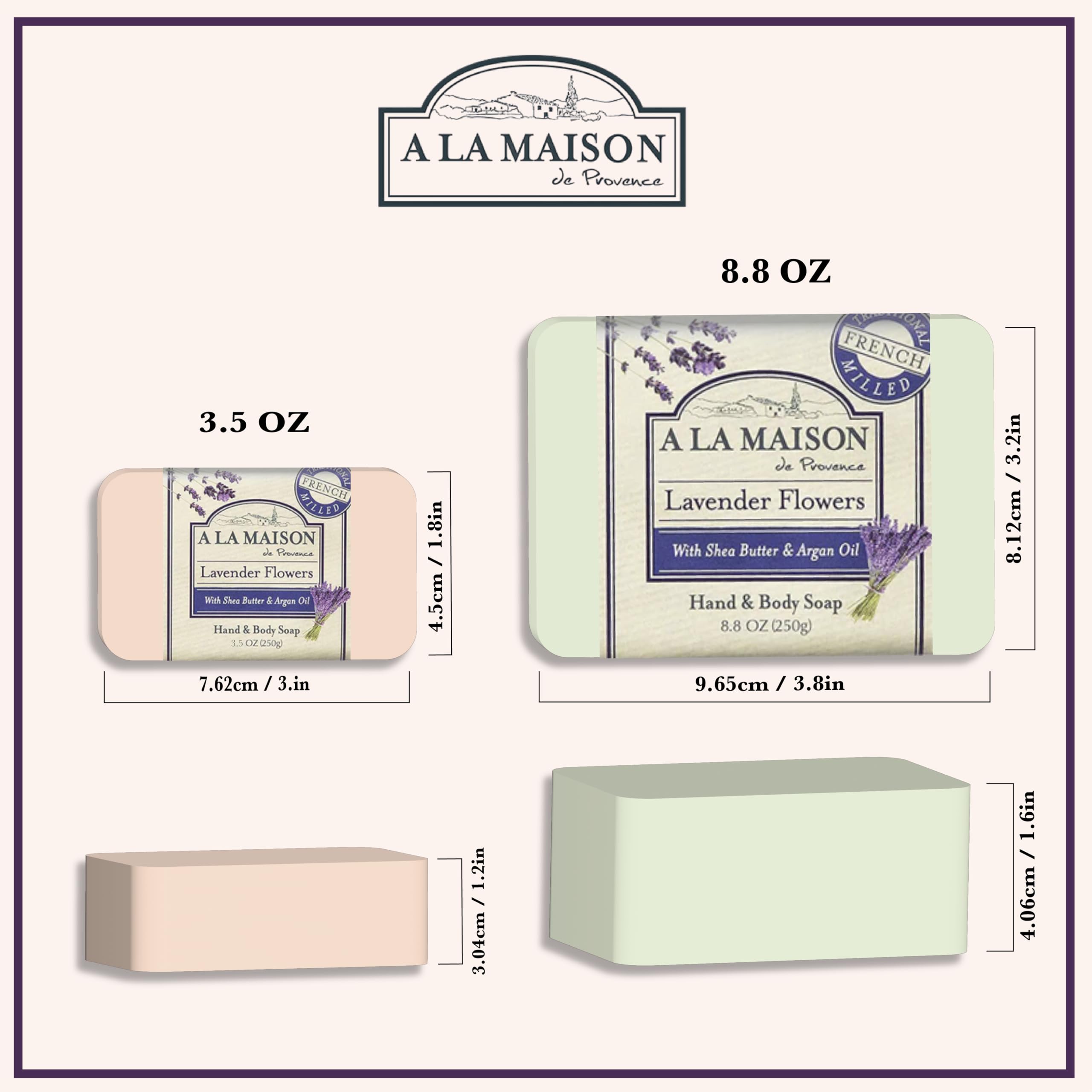 A LA MAISON Rose Lilac Bar Soap – Triple French Milled Natural Hand Soap (8.8 oz)