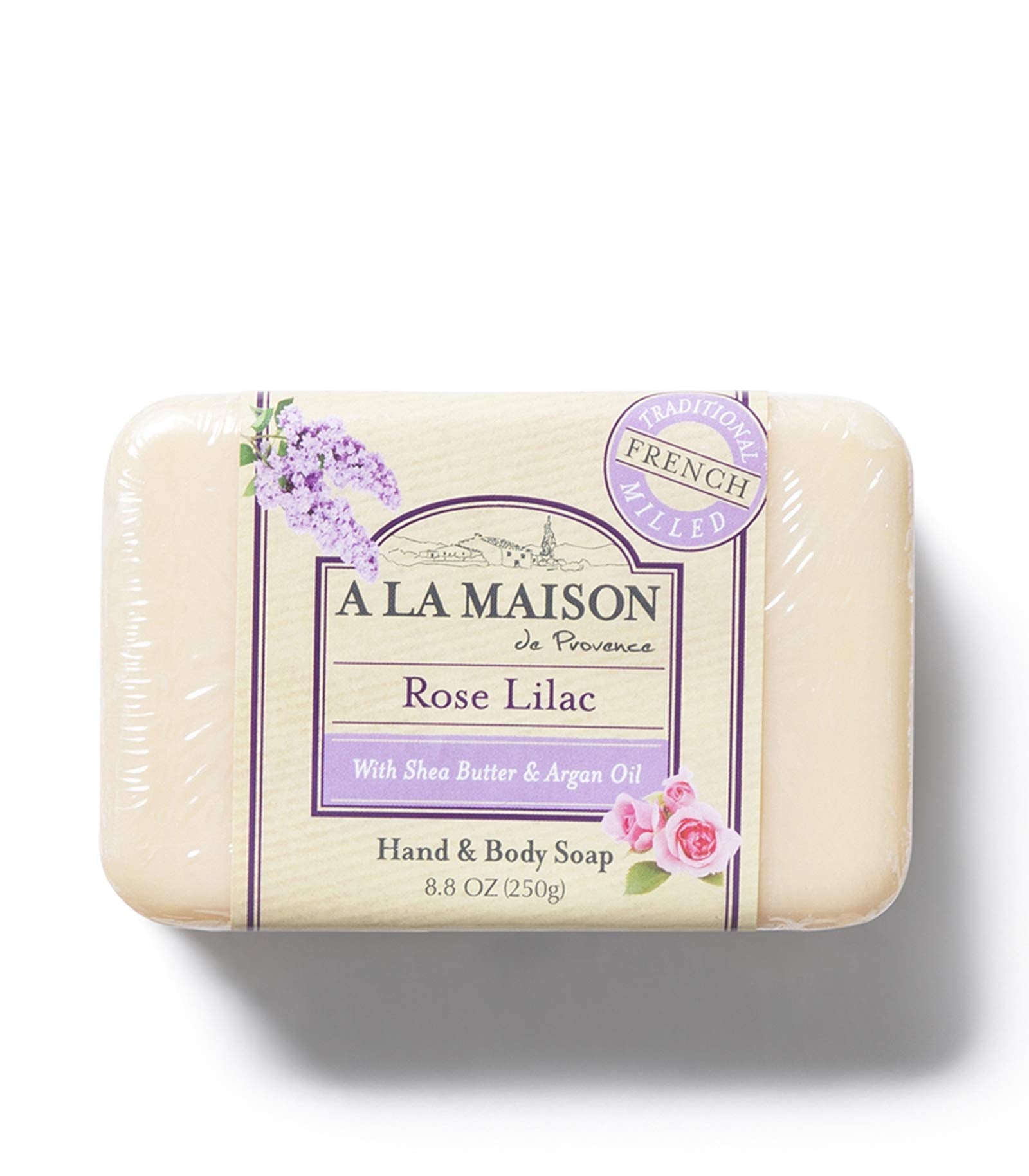 A LA MAISON Rose Lilac Bar Soap – Triple French Milled Natural Hand Soap (8.8 oz)