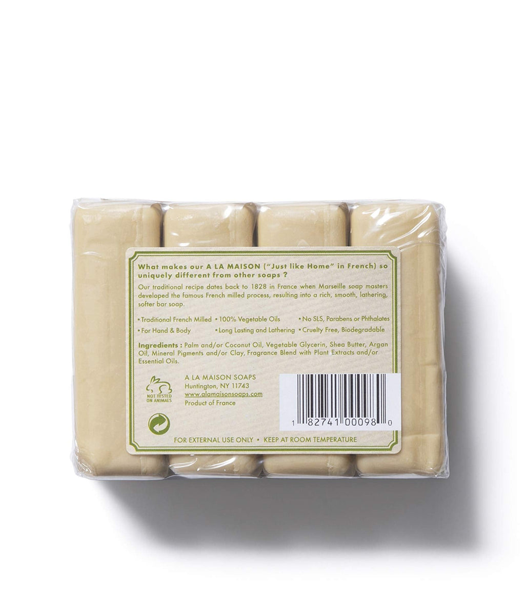 A LA MAISON Rosemary Mint Bar Soap – Triple French Milled Moisturizing Hand Soap (4 Bars, 3.5 oz each)