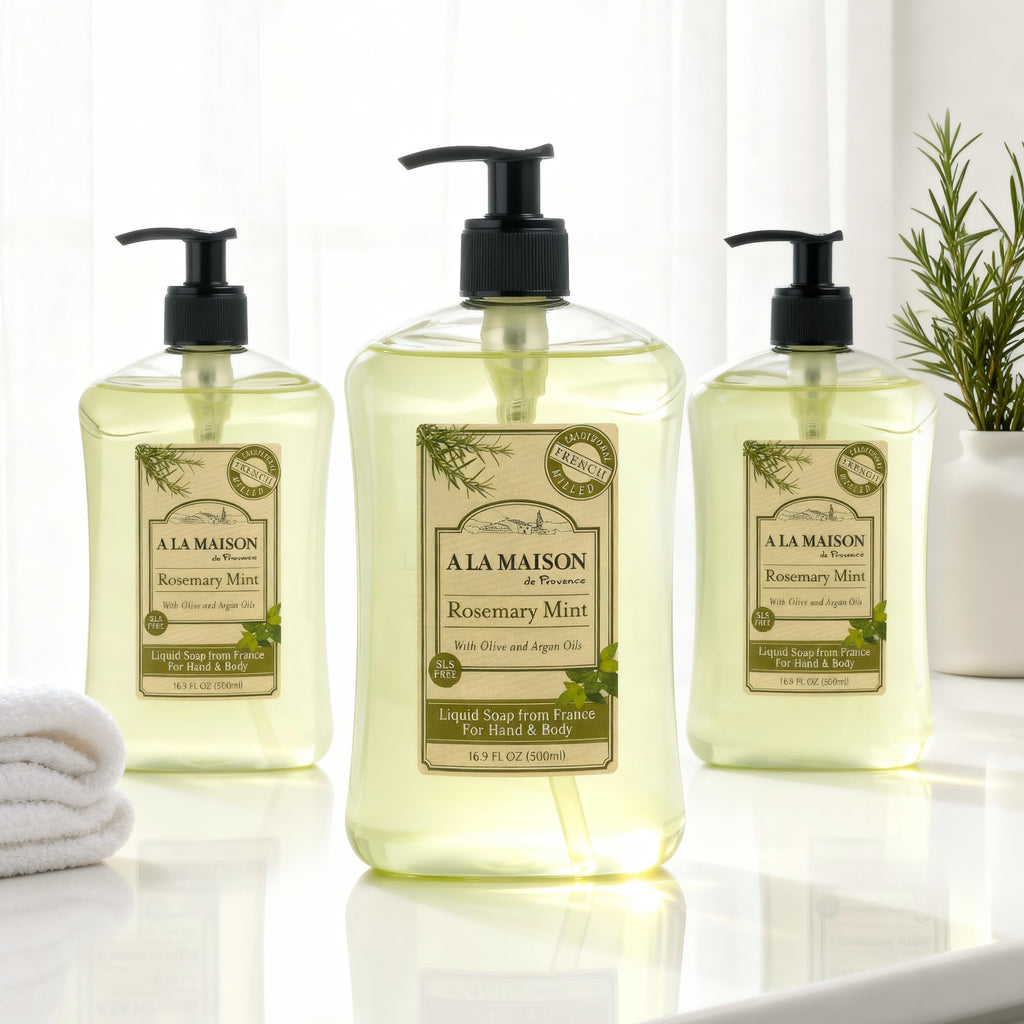 A LA MAISON Rosemary Mint Liquid Soap – Plant-Based, Triple Milled, 16.9 oz (6 Pack)