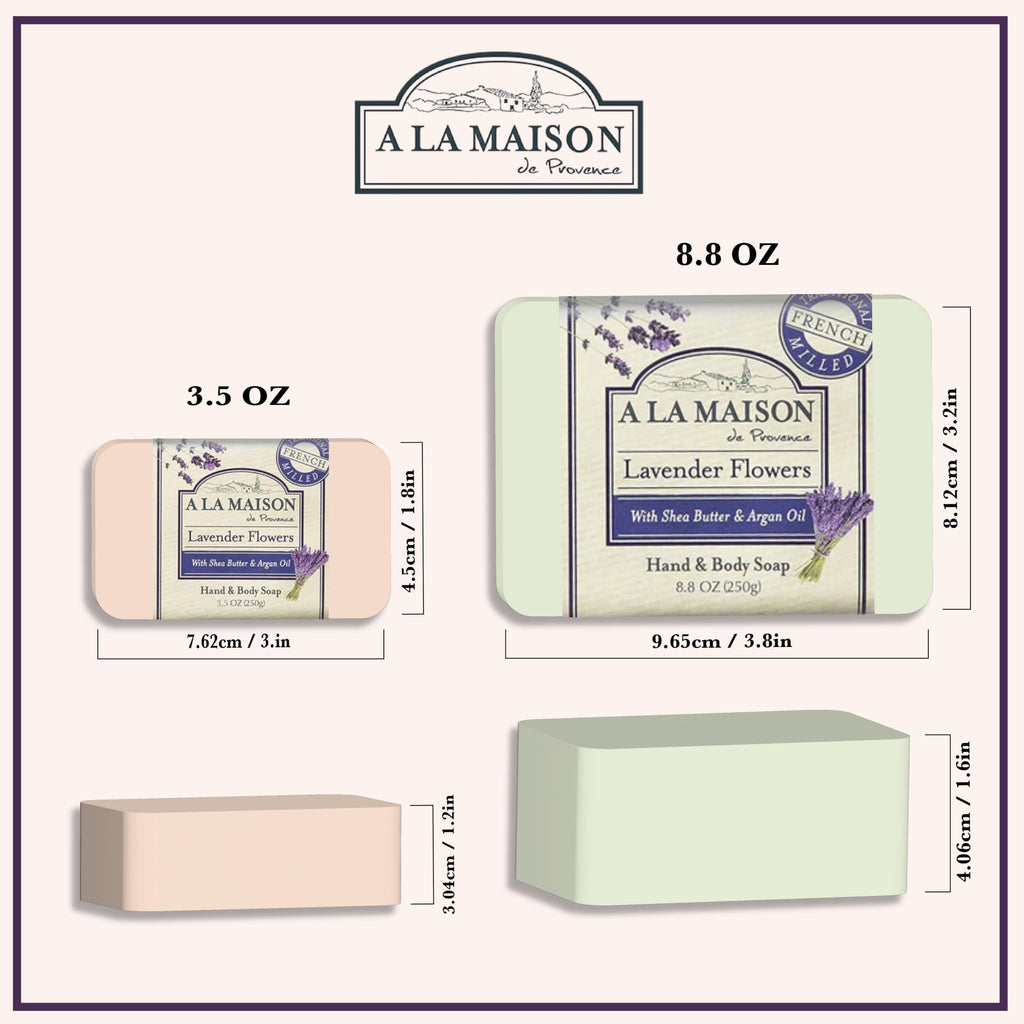 A LA MAISON Triple French Milled Bar Soap – Sweet Almond, 8.8 oz (3 Bars)