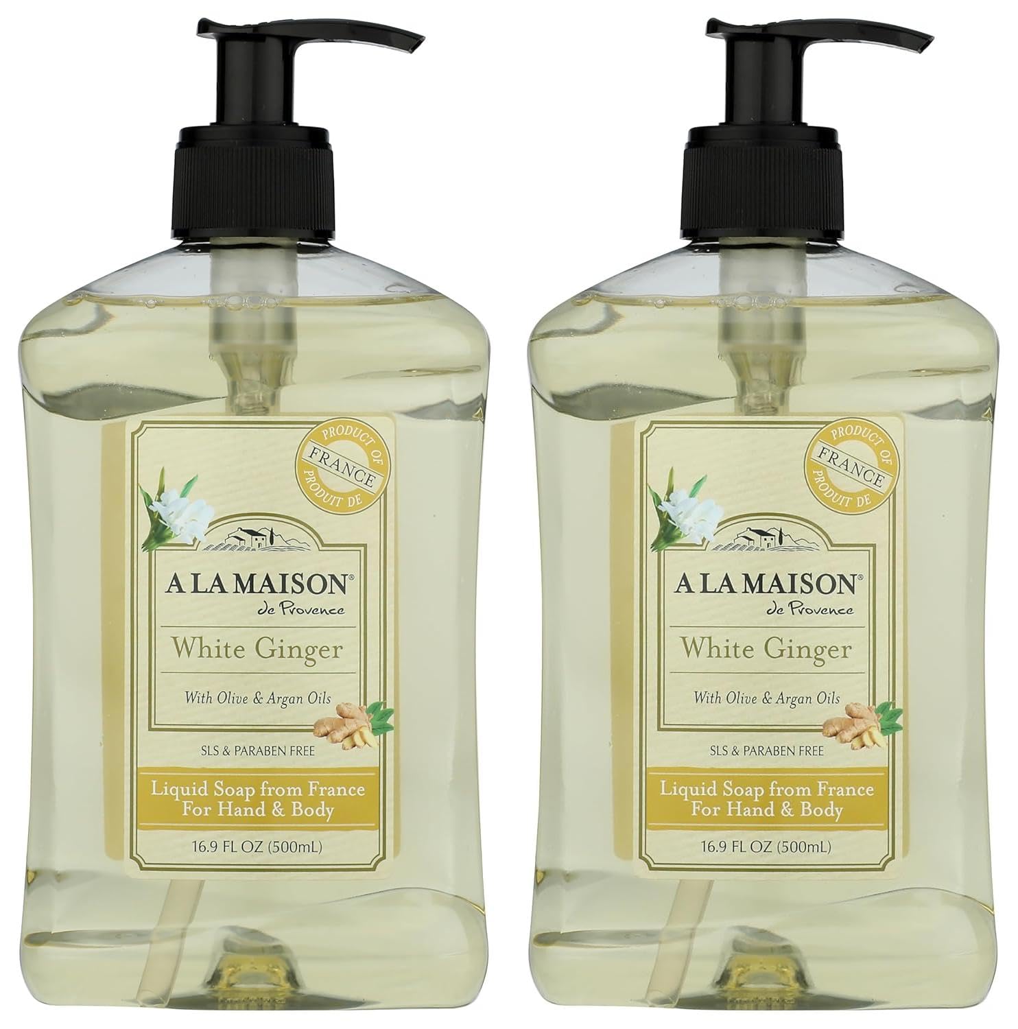 A LA MAISON White Ginger Hand Wash – 2 Pack, Plant-Based, Vegan, Biodegradable