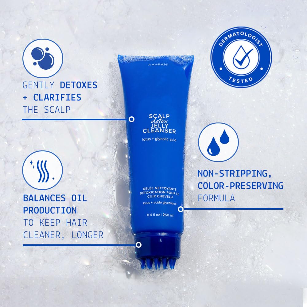 AAVRANI Scalp Detox Jelly Cleanser — Sulfate-Free Clarifying Shampoo with Glycolic Acid & Vitamin E (Color-Safe, Vegan) 8.4 oz
