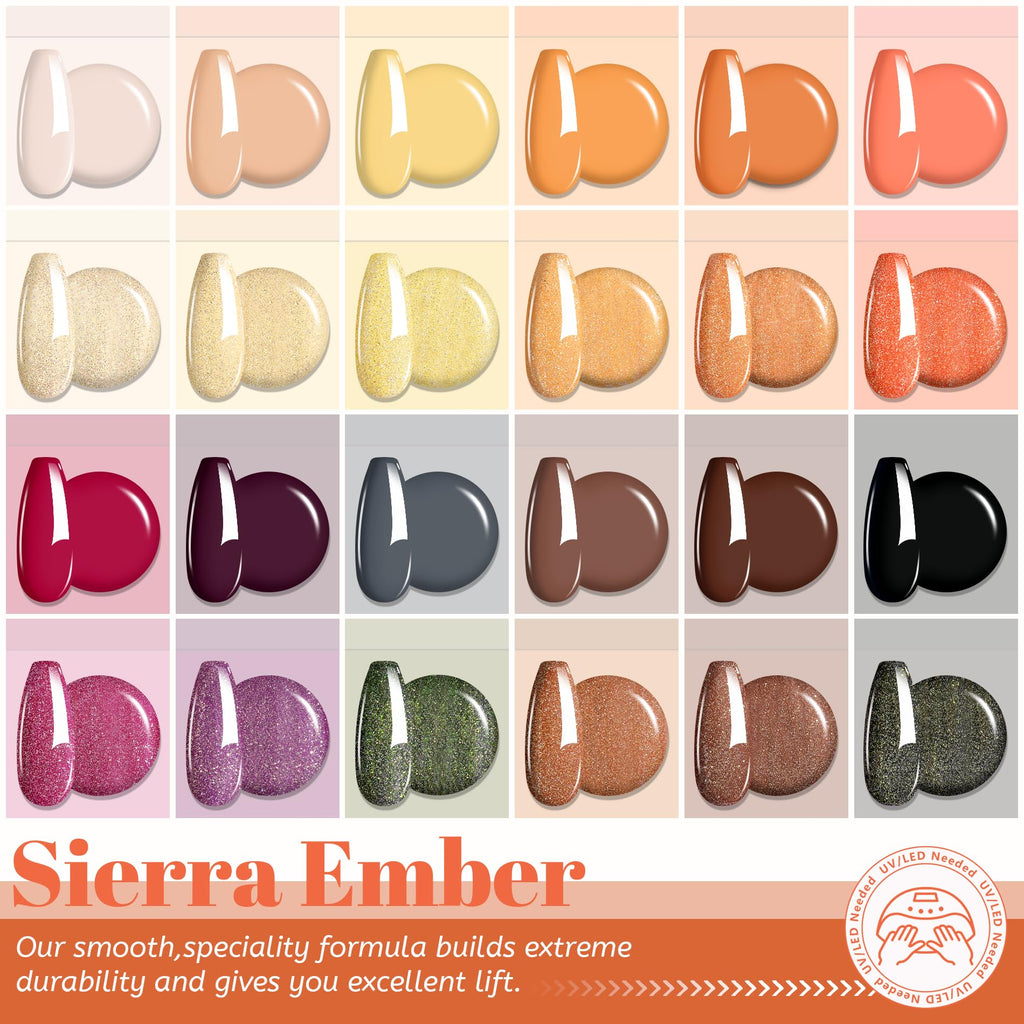 ABAC Fall & Winter Solid Gel Nail Polish Set – 24 Hema-Free Colors + Pro Brush