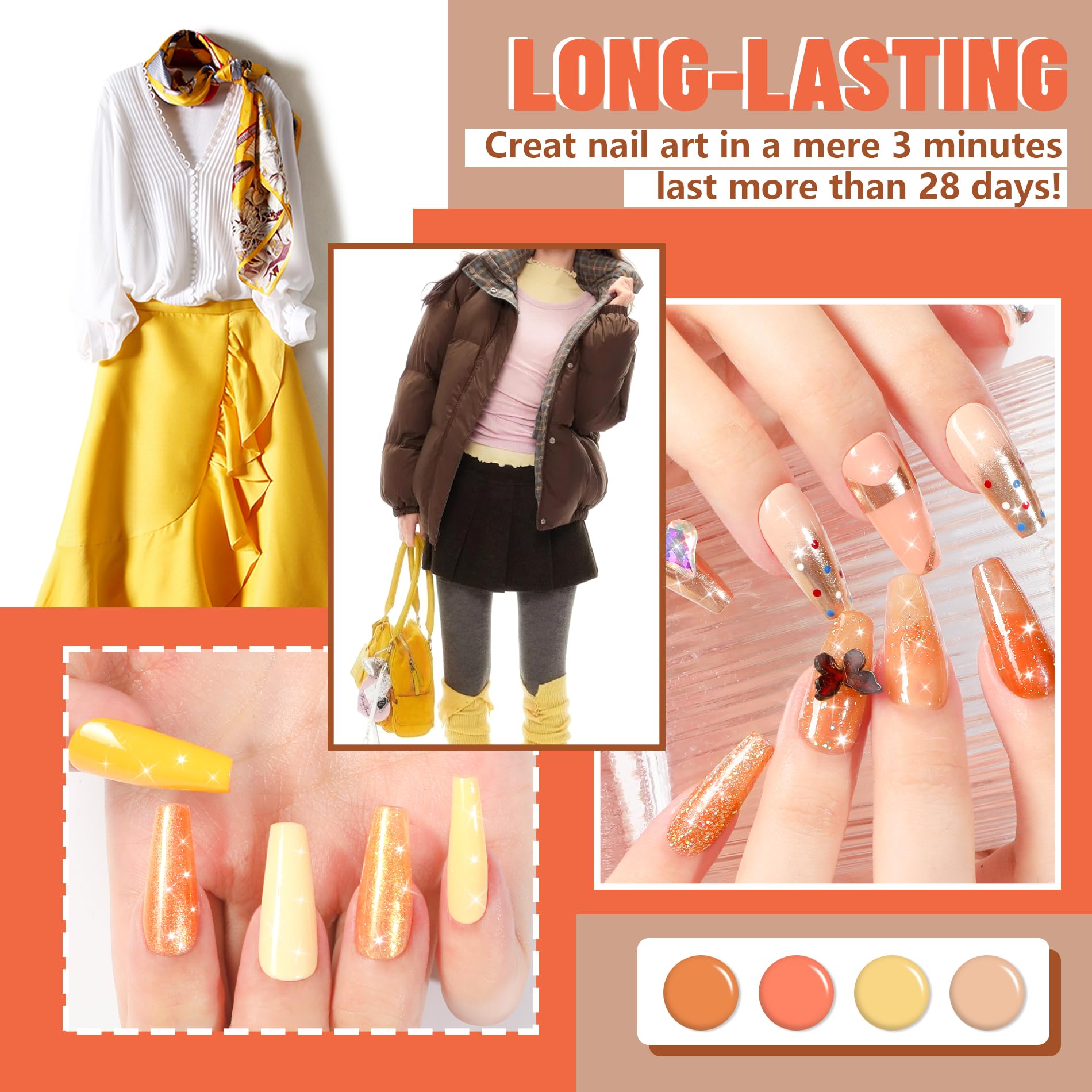 ABAC Fall & Winter Solid Gel Nail Polish Set – 24 Hema-Free Colors + Pro Brush