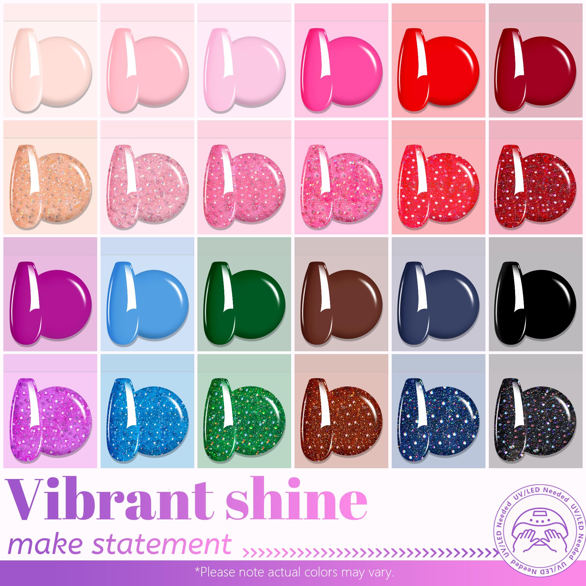 ABAC 24-Color Hema-Free Solid Gel Polish Kit | Ombre & Pat Paint Nails