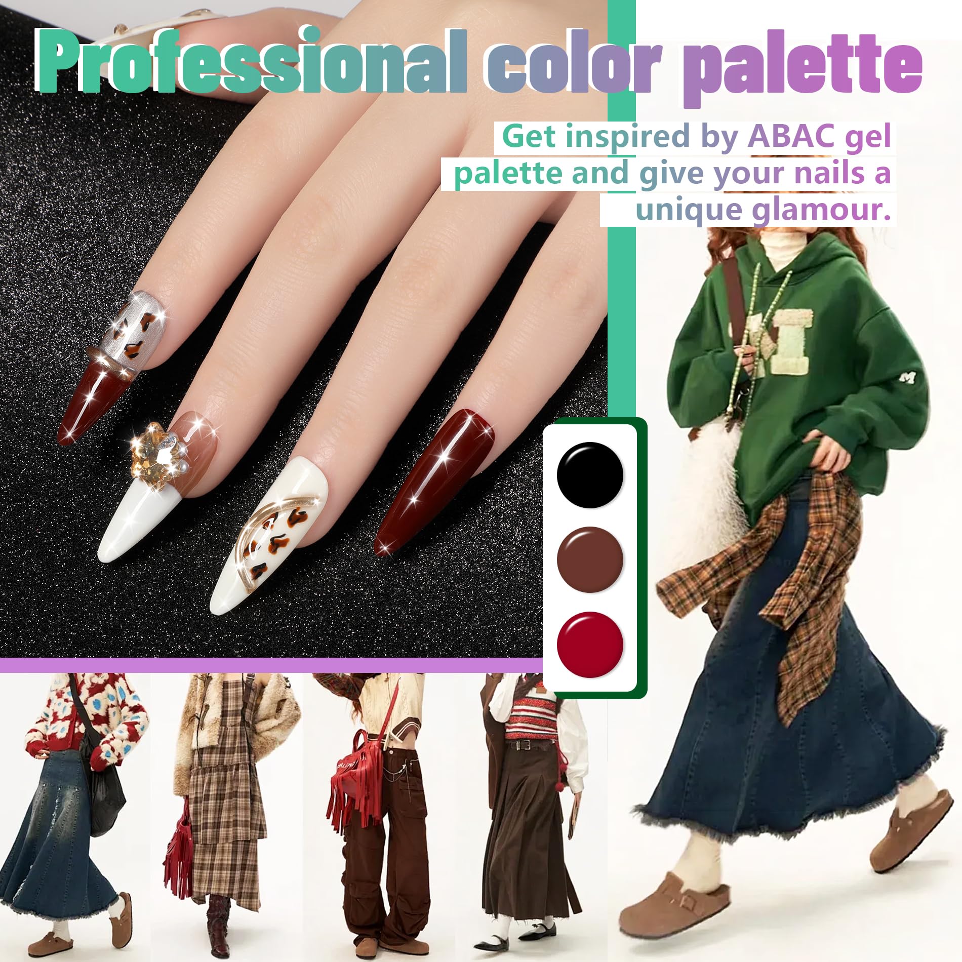 ABAC 24-Color Hema-Free Solid Gel Polish Kit | Ombre & Pat Paint Nails
