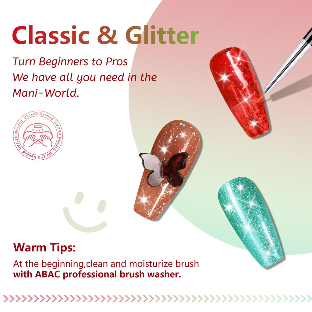 ABAC 24 Colors Christmas Nail Art Gel Kit – Ombre, Blooming Aura, No Wipe UV/LED