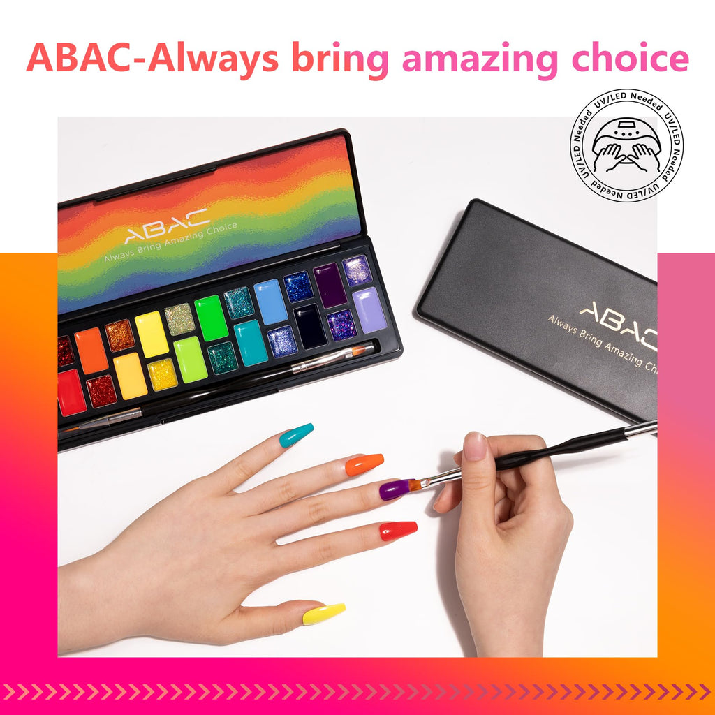 ABAC 24-Color Solid Gel Nail Polish Kit – Rainbow Ombre, HEMA-FREE, LED Cure