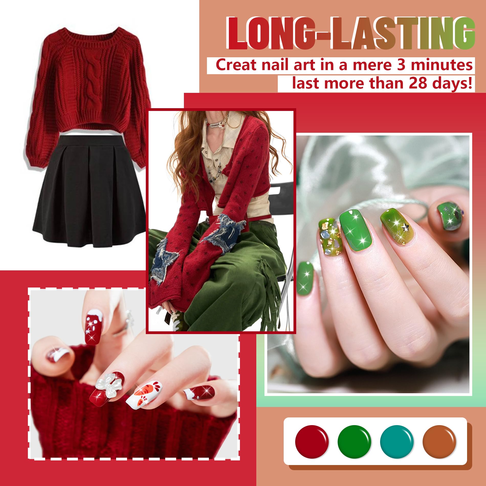 ABAC 24 Colors Christmas Nail Art Gel Kit – Ombre, Blooming Aura, No Wipe UV/LED
