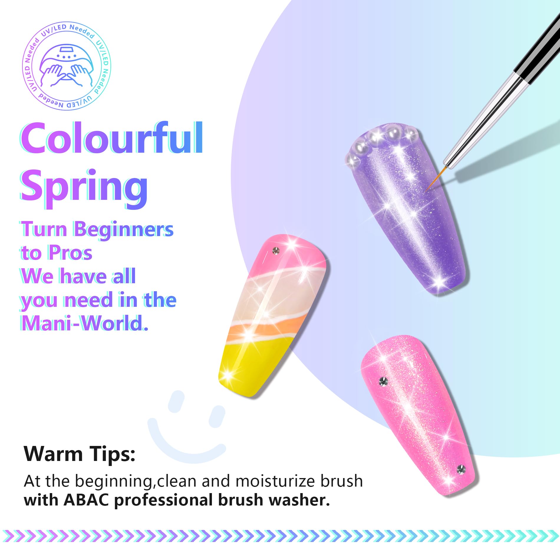 ABAC 24 Color Solid Gel Nail Polish Kit – HEMA-FREE, No-Spill Rainbow Shades with Pro Brush