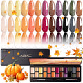 ABAC Fall & Winter Solid Gel Nail Polish Set – 24 Hema-Free Colors + Pro Brush