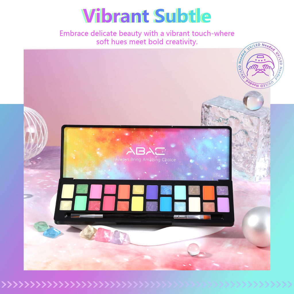 ABAC 24 Color Solid Gel Nail Polish Kit – HEMA-FREE, No-Spill Rainbow Shades with Pro Brush