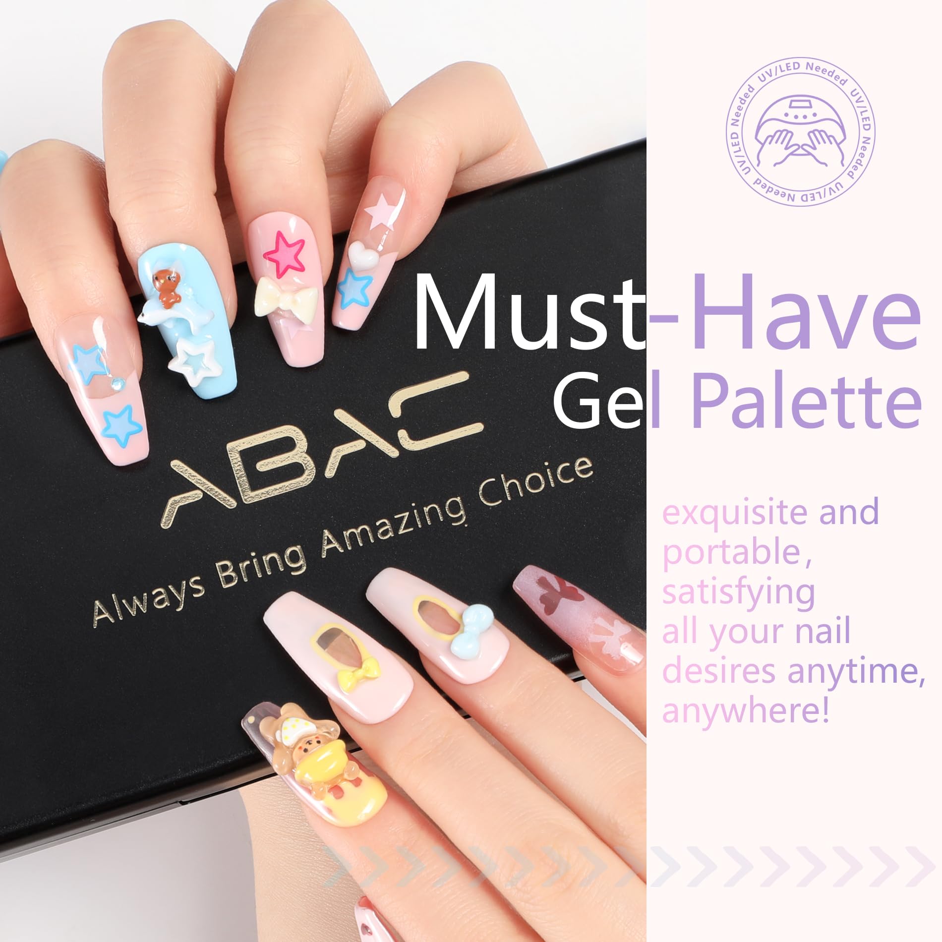 ABAC Pastel Shimmer Gel Polish Kit – 24 Hema-Free Colors for Ombre & Stamp Art