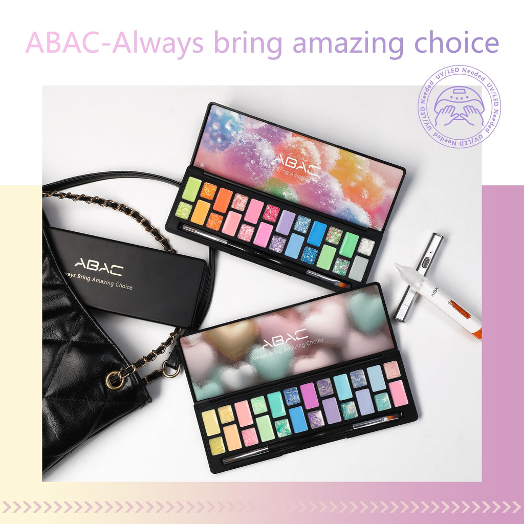 ABAC Pastel Shimmer Gel Polish Kit – 24 Hema-Free Colors for Ombre & Stamp Art
