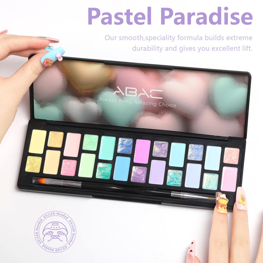 ABAC Pastel Shimmer Gel Polish Kit – 24 Hema-Free Colors for Ombre & Stamp Art
