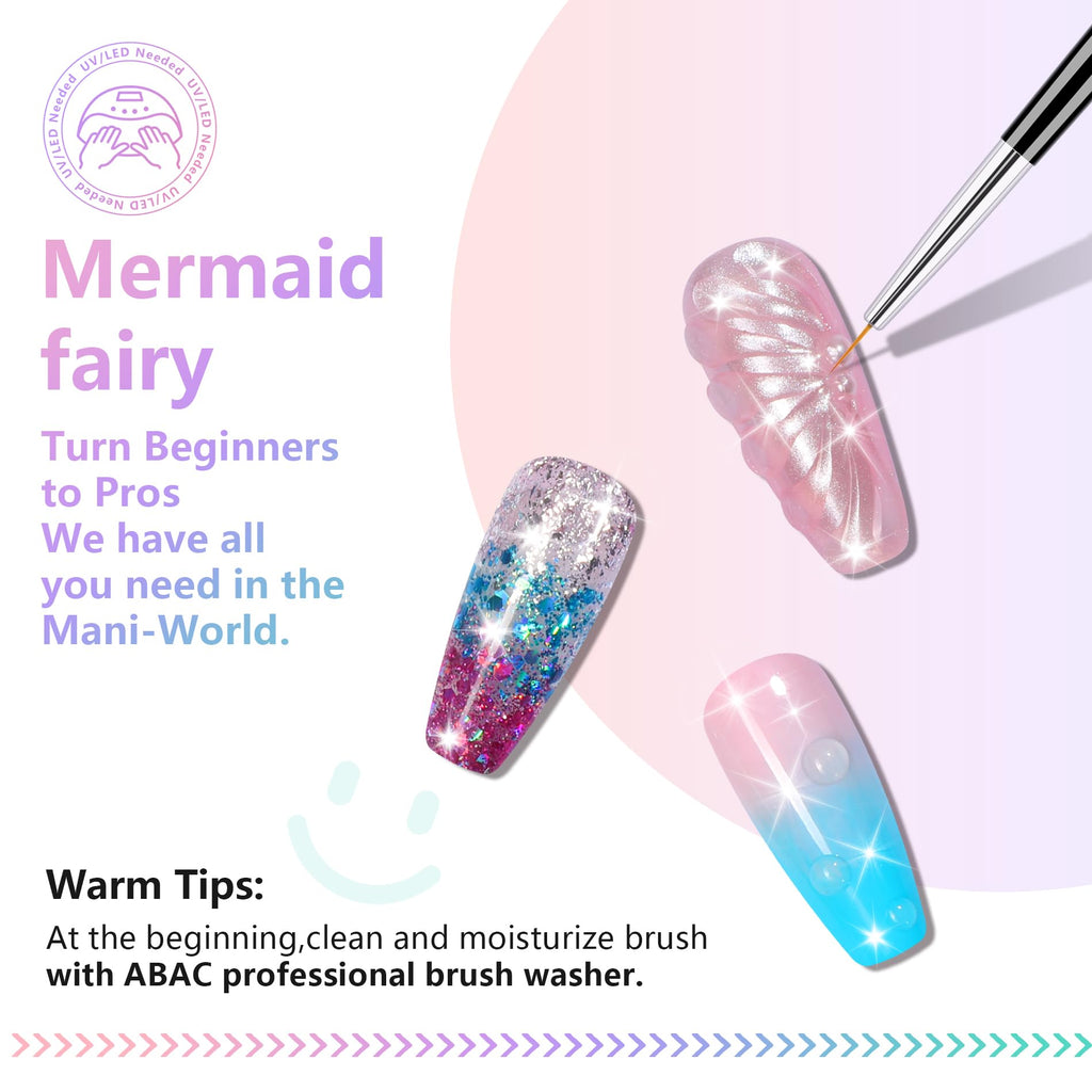 ABAC 24-Color Hema-Free Glitter Gel Polish Kit with Pro Dual Brush
