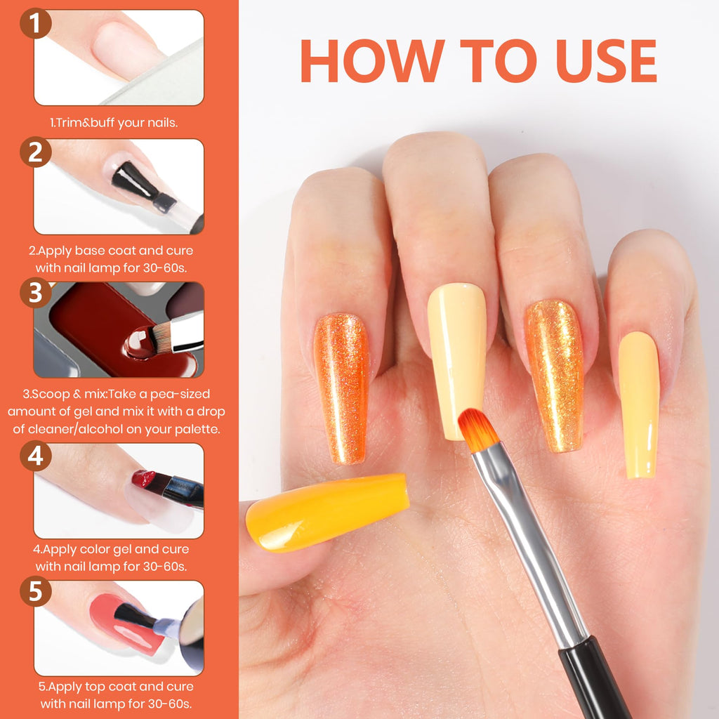 ABAC Fall & Winter Solid Gel Nail Polish Set – 24 Hema-Free Colors + Pro Brush
