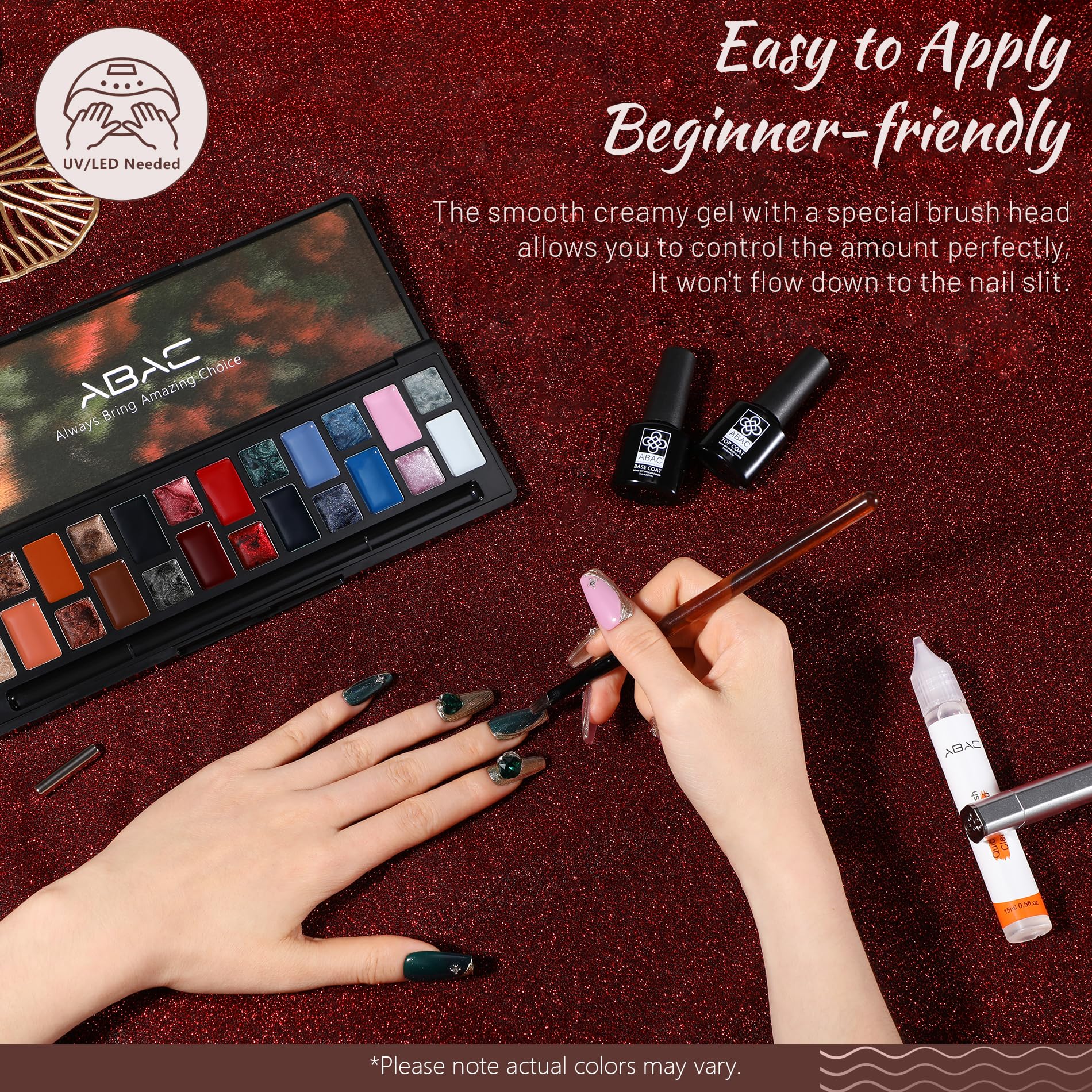 ABAC Solid Cat Eye Gel Polish Palette – HEMA-Free, 24 Colors, Pro Magnet & Brush, LED/UV Ready