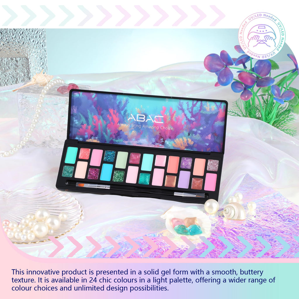 ABAC 24-Color Hema-Free Glitter Gel Polish Kit with Pro Dual Brush