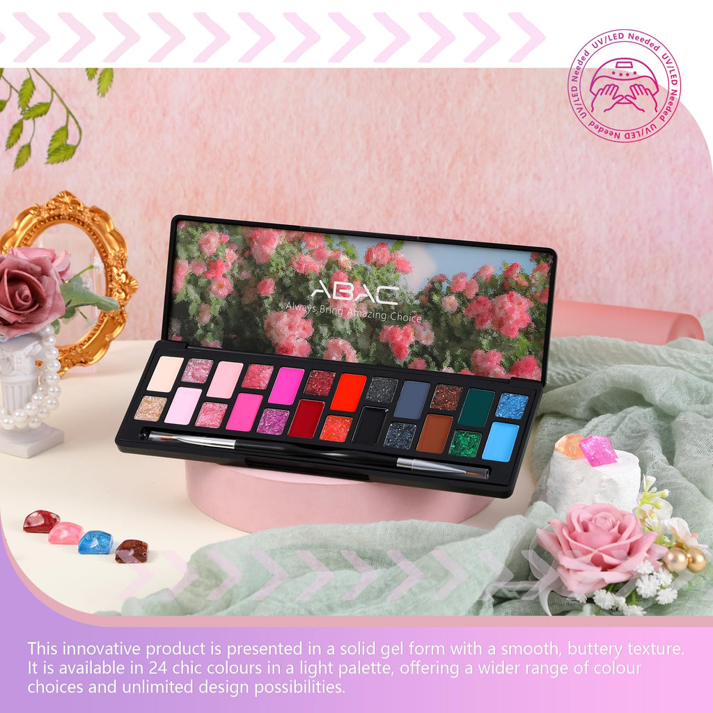 ABAC 24-Color Hema-Free Solid Gel Polish Kit | Ombre & Pat Paint Nails