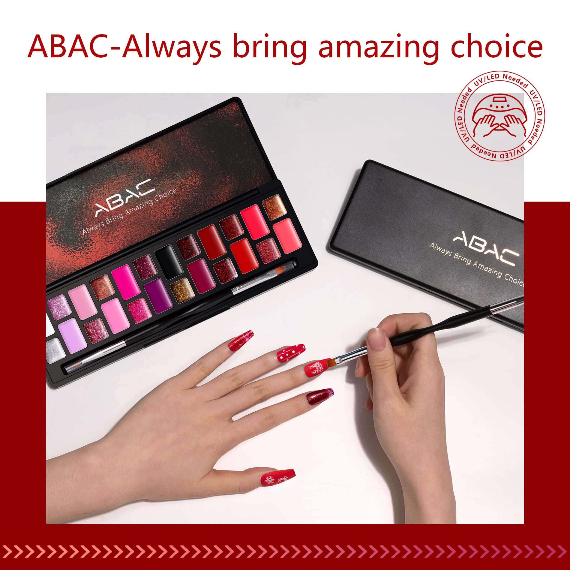 ABAC 24-Color Solid Gel Nail Polish Kit – Rose Gold Glitter & Wine Red | Pro Brush, No-Spill, HEMA-Free