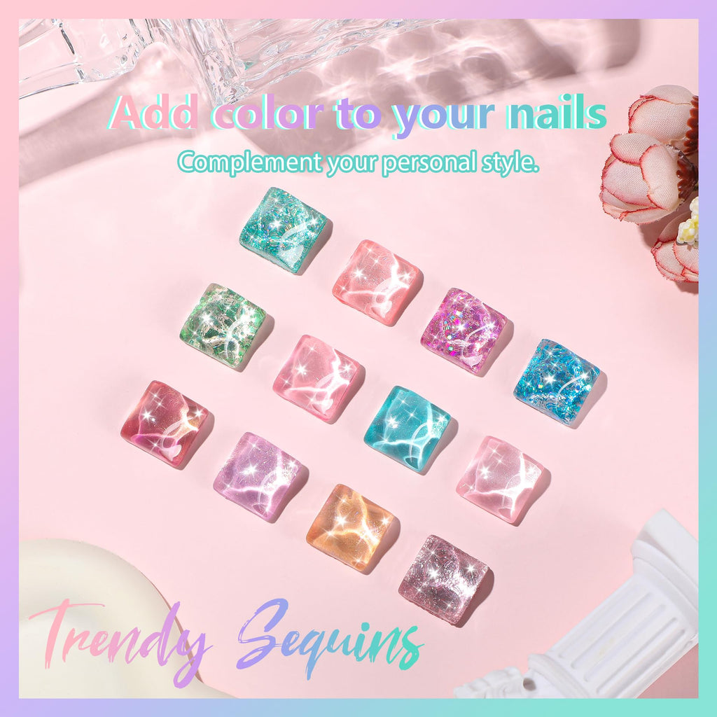 ABAC 24-Color Hema-Free Glitter Gel Polish Kit with Pro Dual Brush