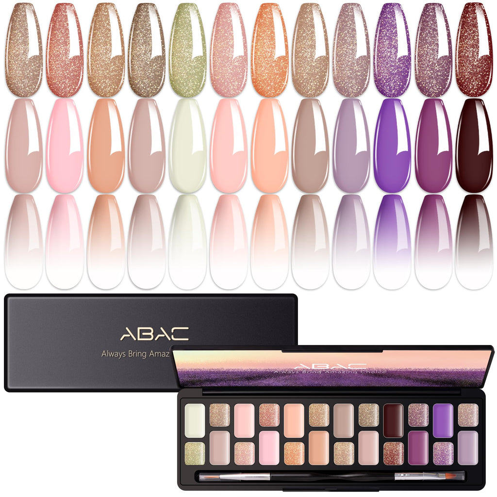 ABAC Solid Gel Nail Polish Kit – 24 Colors, Ombre & Pat Paint Art, Hema-Free, Soak-Off Gel