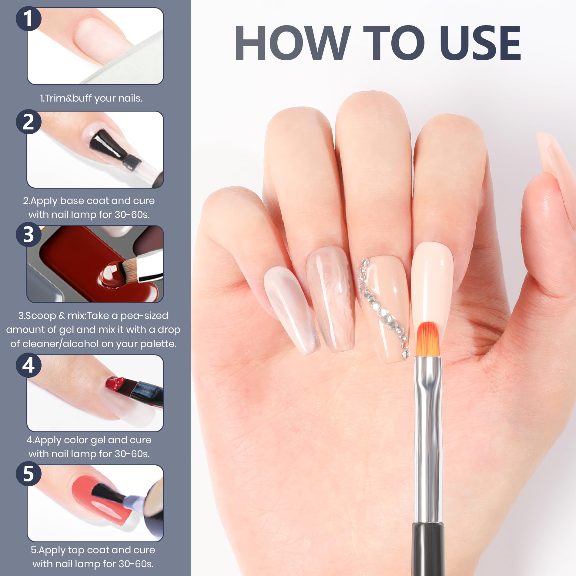 ABAC Fall & Winter Solid Gel Polish Set – Ombre & Pat Paint, Pro Brush