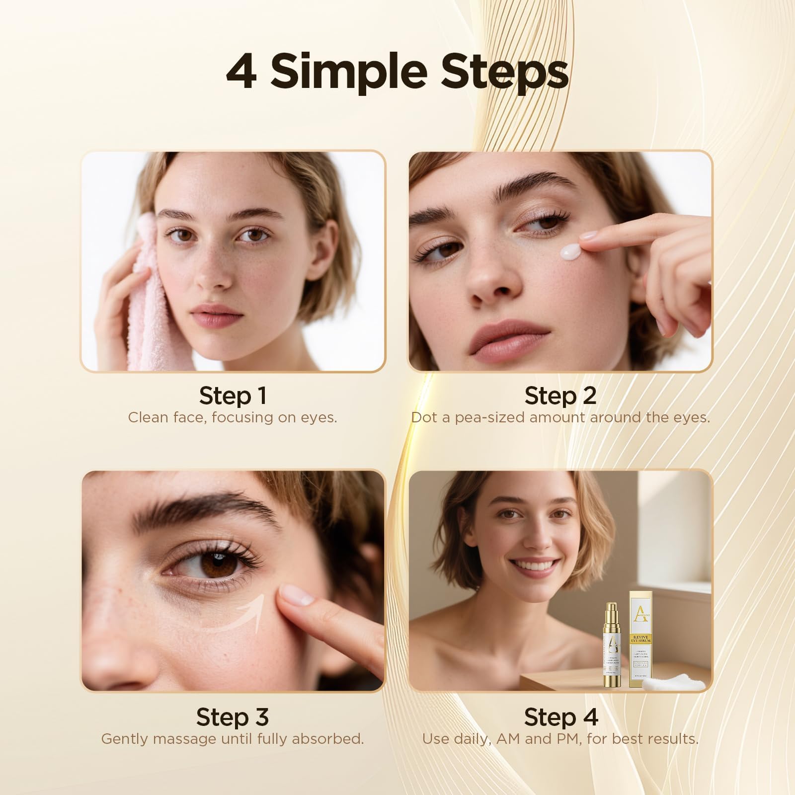 Abarno Hydrating Eye Serum - Dark Circles, Puffiness & Fine Lines (0.7 fl oz)