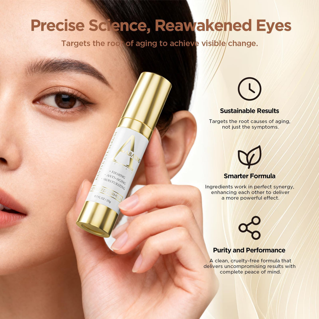 Abarno Hydrating Eye Serum – Caffeine, Retinol, Niacinamide & Peptides for Dark Circles & Puffiness | 0.7 fl oz