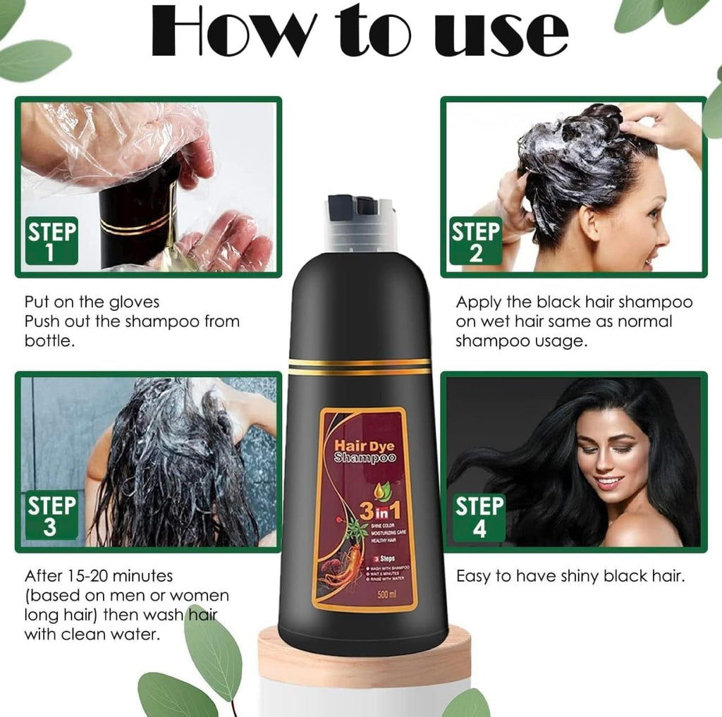 ABBASI & CO Hair Color Shampoo 3-In-1 for Gray Coverage – Ammonia-Free, 500ml