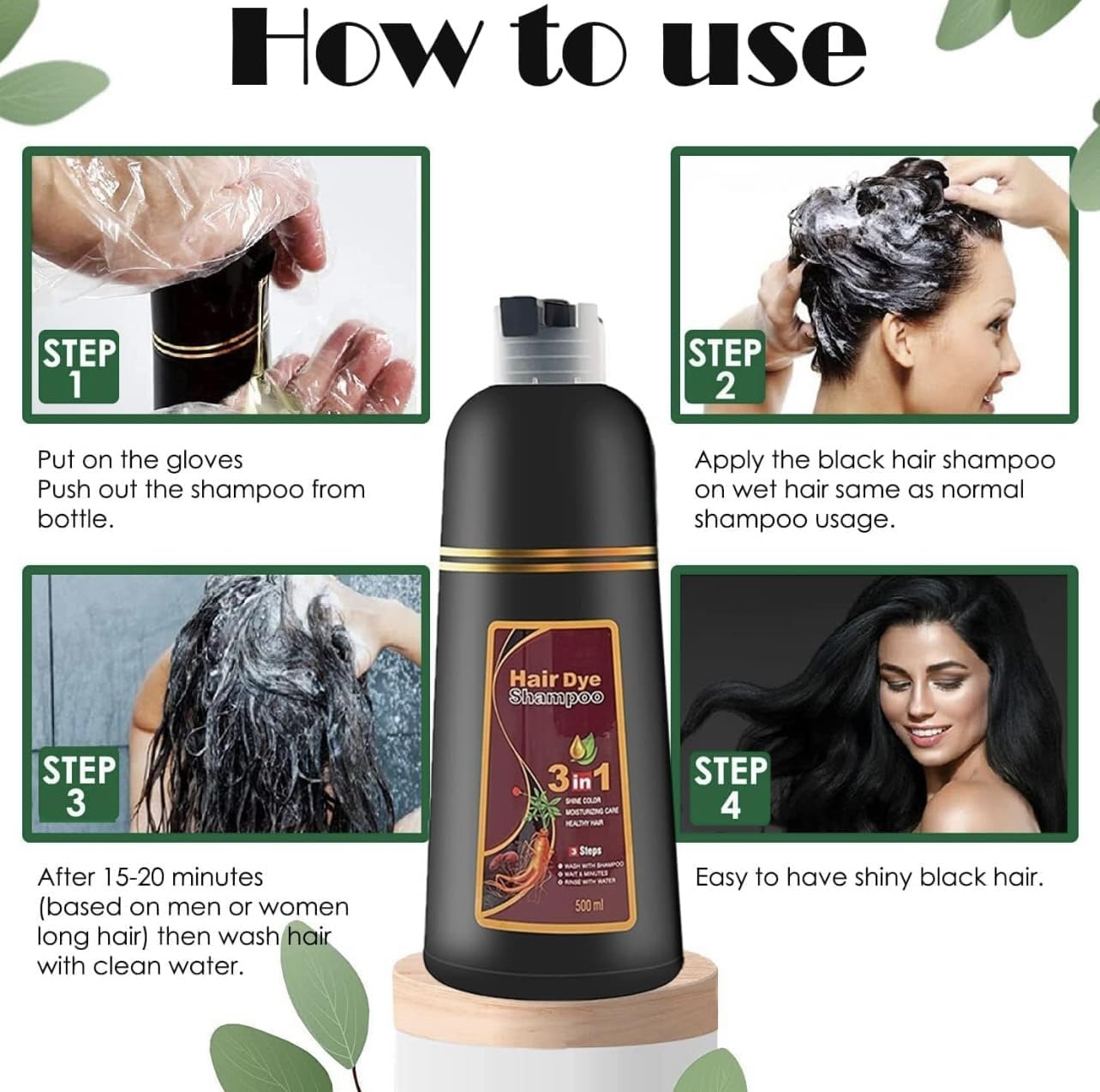 ABBASI & CO Hair Color Shampoo 3-In-1 for Gray Coverage – Ammonia-Free, 500ml