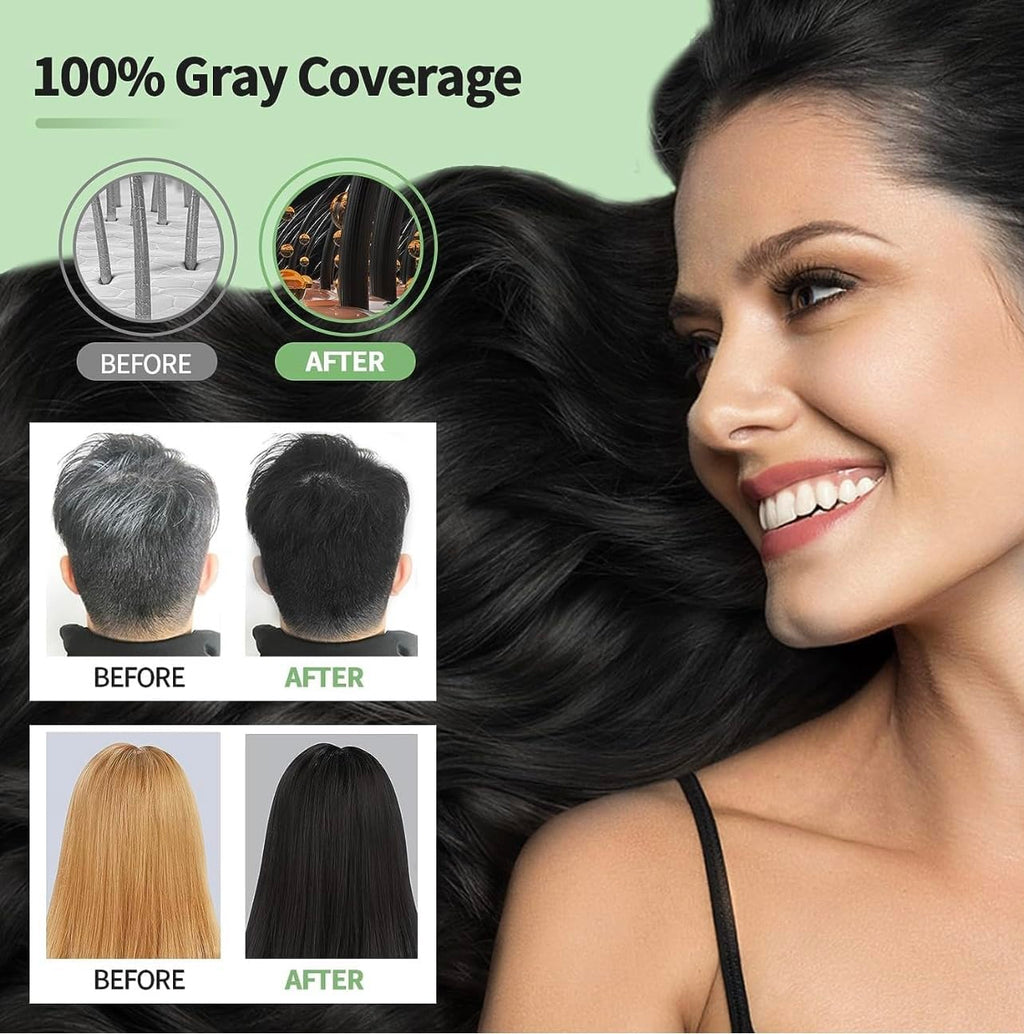 ABBASI & CO Hair Dye Shampoo – 3-in-1 Gray Coverage, Natural Plant-Based, Ammonia-Free 500ml