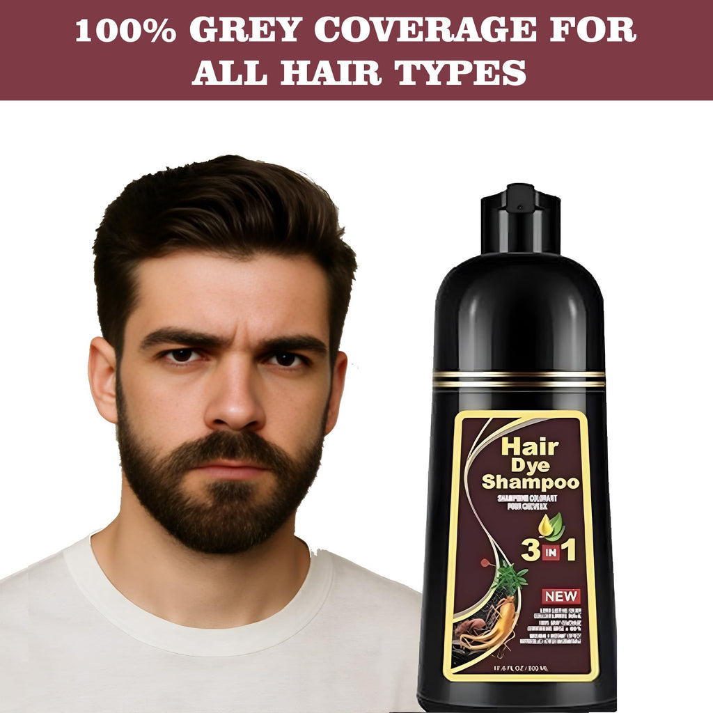 ABBASI & CO Hair Dye Shampoo – 3-in-1 Gray Coverage, Natural Plant-Based, Ammonia-Free 500ml