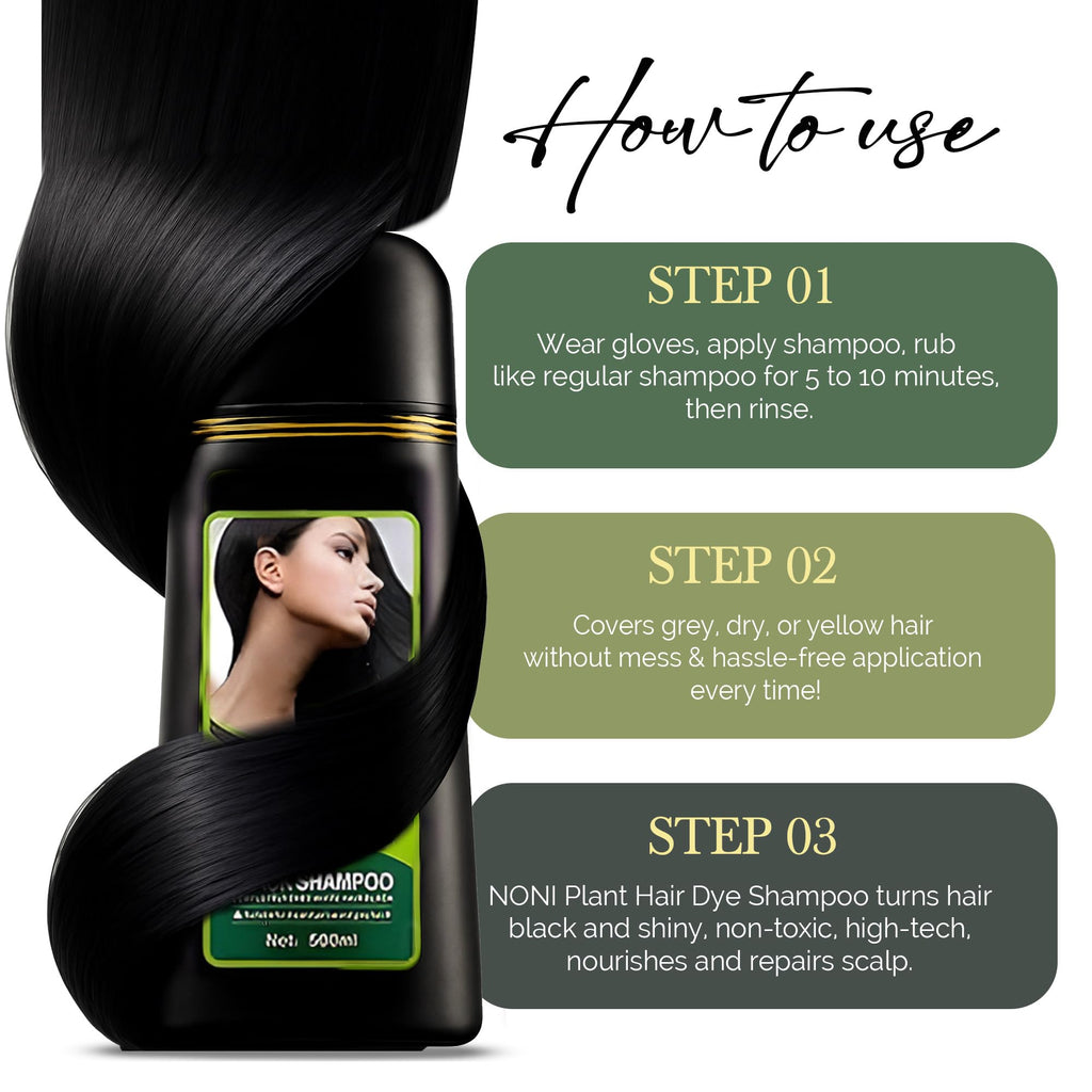 ABBASI & CO Noni Black Hair Dye Shampoo – 100% Gray Coverage in Minutes