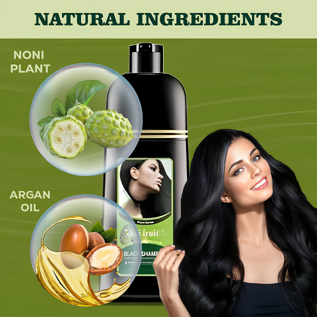ABBASI & CO Noni Black Hair Dye Shampoo – 100% Gray Coverage in Minutes