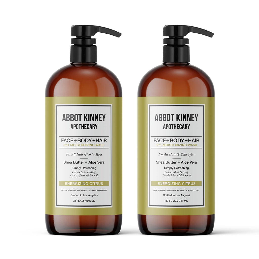 Abbot Kinney Apothecary Men’s 3-in-1 Wash – Energizing Citrus, 32oz, 2 Pack