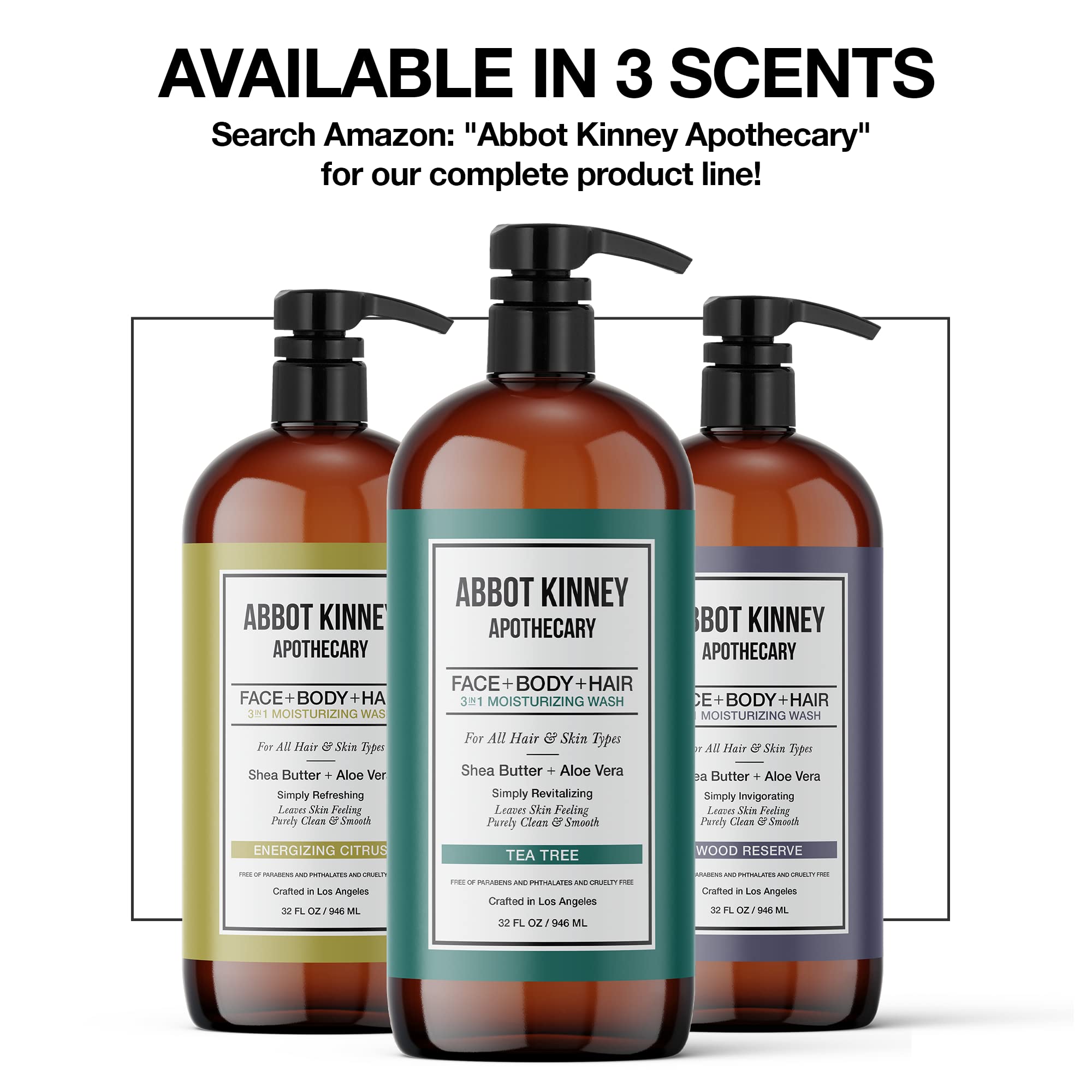 Abbot Kinney Apothecary Men’s 3-in-1 Wash – Energizing Citrus, 32oz, 2 Pack