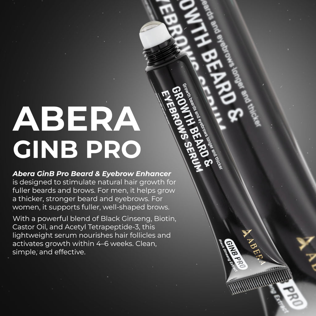 ABERA Ginb Advanced Growth Beard & Eyebrows Serum – Biotin, Acetyl Tetrapeptide-3 & Castor Oil (3 Boxes + Gift)